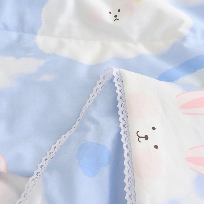 91家纺网 家纺一手货源 找家纺 德芙 2023新款全棉印花卡通夏被四件套 阳光彩虹