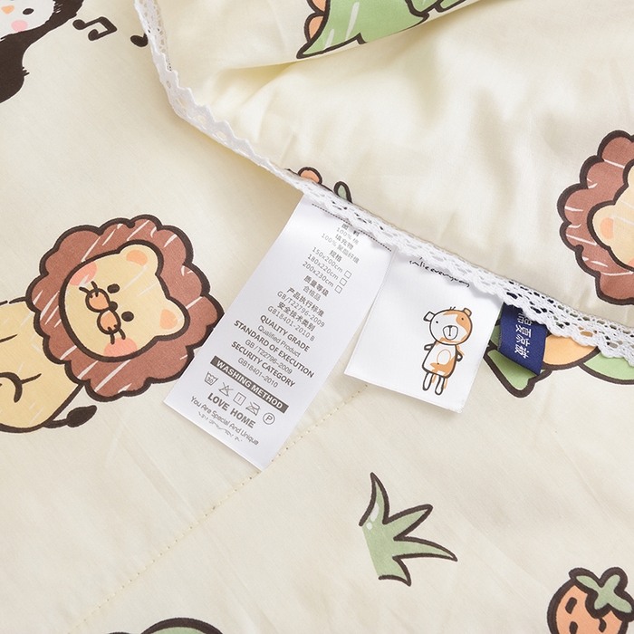 91家纺网 家纺一手货源 找家纺 德芙 2023新款全棉印花卡通夏被四件套 野餐派对