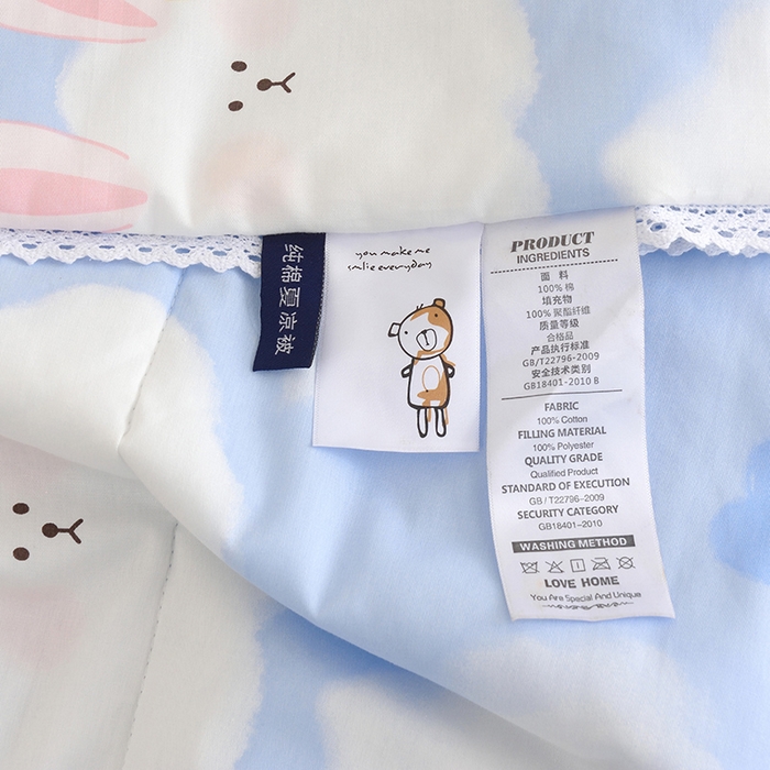 91家纺网 家纺一手货源 找家纺 德芙 2023新款全棉印花卡通夏被四件套 阳光彩虹