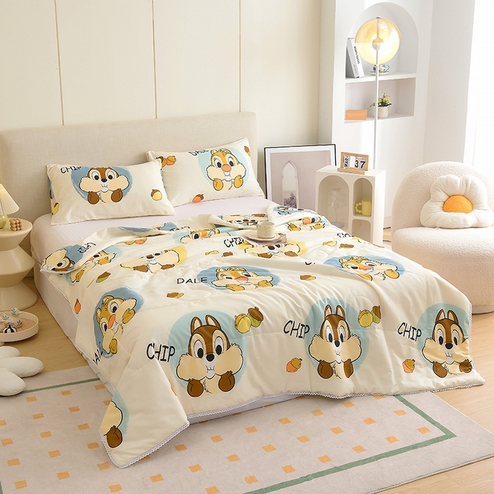 91家纺网 家纺一手货源 找家纺 德芙 2023新款全棉印花卡通夏被四件套 奇奇和蒂蒂