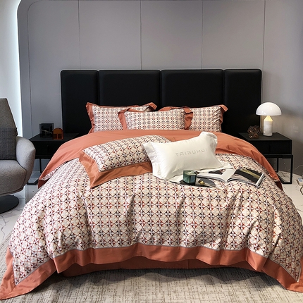 91家纺网 家纺一手货源 找家纺 （总）太古汇 2023新款长绒棉全棉专版数码印花宽边四件套