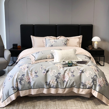 91家纺网 家纺一手货源 找家纺 （总）太古汇 2023新款长绒棉全棉专版数码印花宽边四件套