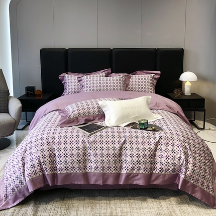 91家纺网 家纺一手货源 找家纺 （总）太古汇 2023新款长绒棉全棉专版数码印花宽边四件套