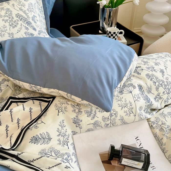 91家纺网 家纺一手货源 找家纺 梵克保罗 2024春夏新品水洗棉麻双层纱四件套 朵拉花园