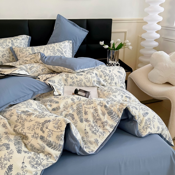 91家纺网 家纺一手货源 找家纺 梵克保罗 2024春夏新品水洗棉麻双层纱四件套 朵拉花园