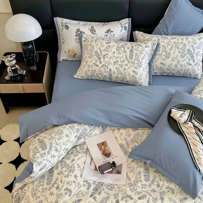 91家纺网 家纺一手货源 找家纺 梵克保罗 2024春夏新品水洗棉麻双层纱四件套 朵拉花园