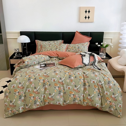 91家纺网 家纺一手货源 找家纺 （总）梵克保罗 2024春夏新品水洗棉麻双层纱四件套