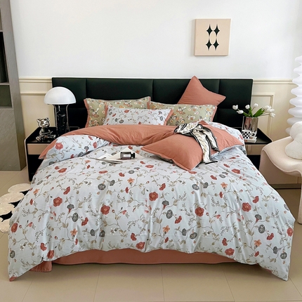 91家纺网 家纺一手货源 找家纺 （总）梵克保罗 2024春夏新品水洗棉麻双层纱四件套