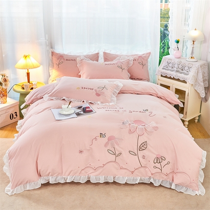 91家纺网 家纺一手货源 找家纺 （总）高大尚2023新款全棉水洗棉韩版四件套-仙语花境