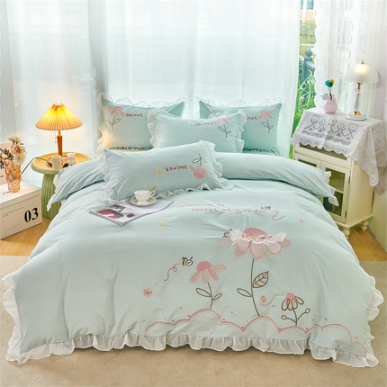 91家纺网 家纺一手货源 找家纺 （总）高大尚2023新款全棉水洗棉韩版四件套-仙语花境