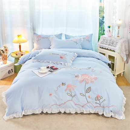 91家纺网 家纺一手货源 找家纺 （总）高大尚2023新款全棉水洗棉韩版四件套-仙语花境