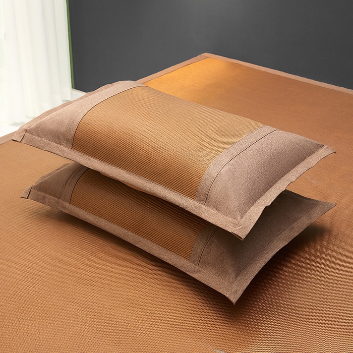 91家纺网 家纺一手货源 找家纺 伊被源2023新款女王款刺绣冰藤席1200D可机洗可折叠冰丝席-戴菲 戴菲 古铜咖