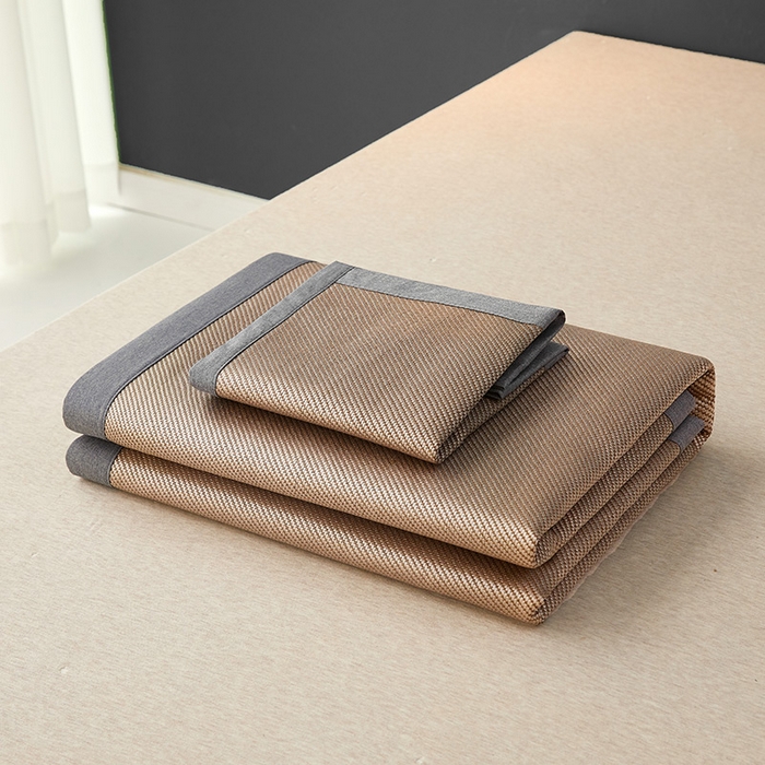 91家纺网 家纺一手货源 找家纺 伊被源2023新款女王款刺绣冰藤席1200D可机洗可折叠冰丝席-戴菲 戴菲 香槟金