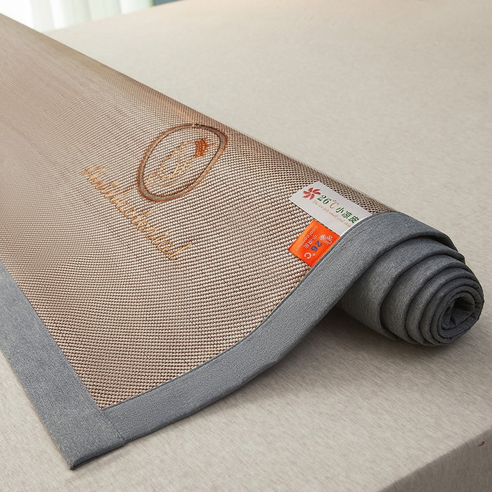 91家纺网 家纺一手货源 找家纺 伊被源2023新款女王款刺绣冰藤席1200D可机洗可折叠冰丝席-戴菲 戴菲 香槟金