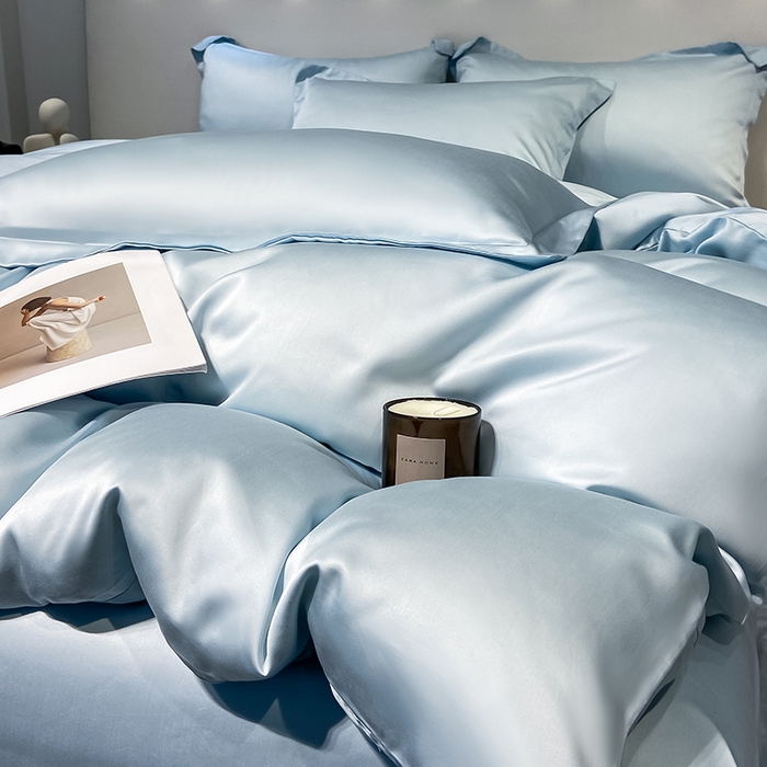 91家纺网 家纺一手货源 找家纺 涵宸 兰精天丝TM纯色四件套 晴天兰