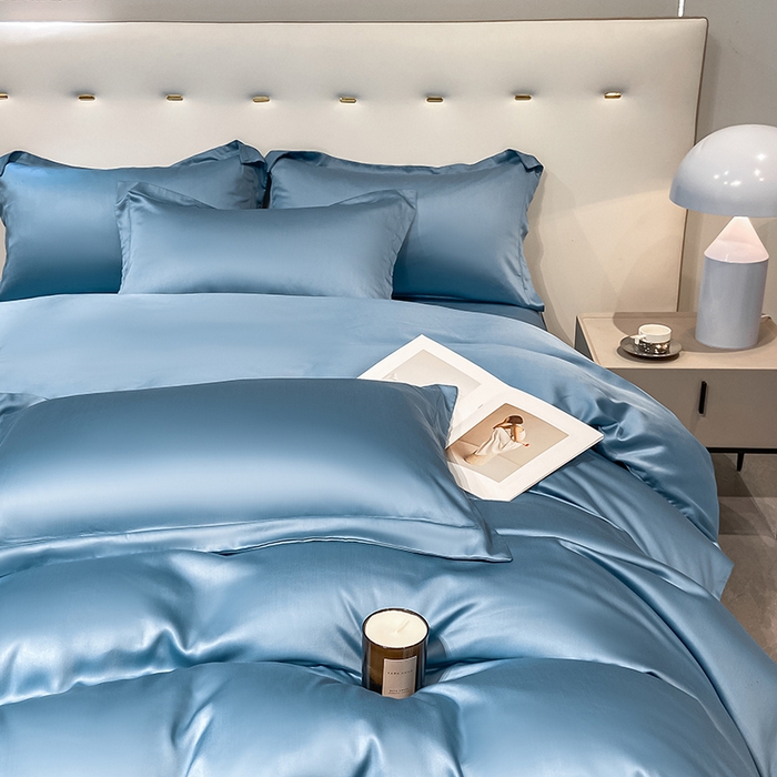 91家纺网 家纺一手货源 找家纺 涵宸 兰精天丝TM纯色四件套 深海蓝