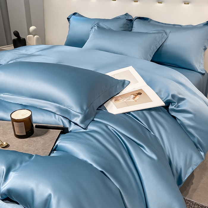 91家纺网 家纺一手货源 找家纺 涵宸 兰精天丝TM纯色四件套 深海蓝