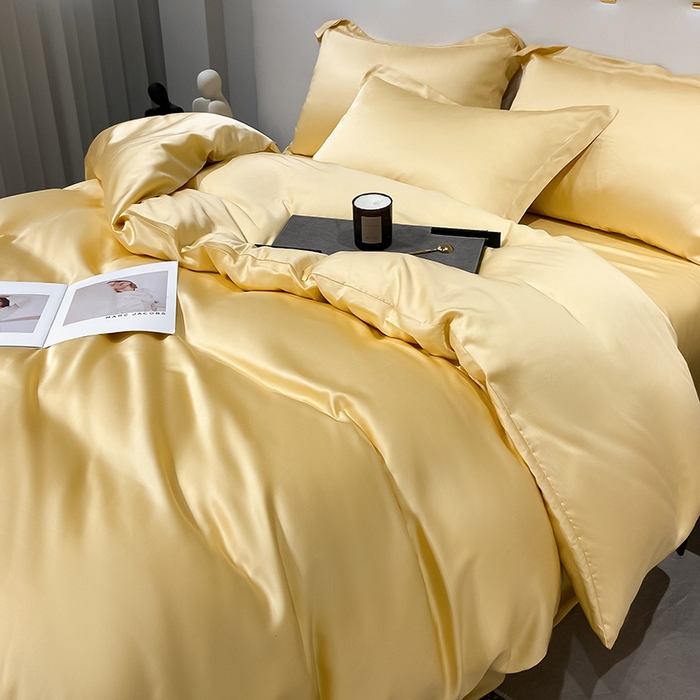 91家纺网 家纺一手货源 找家纺 涵宸 兰精天丝TM纯色四件套 锦黄