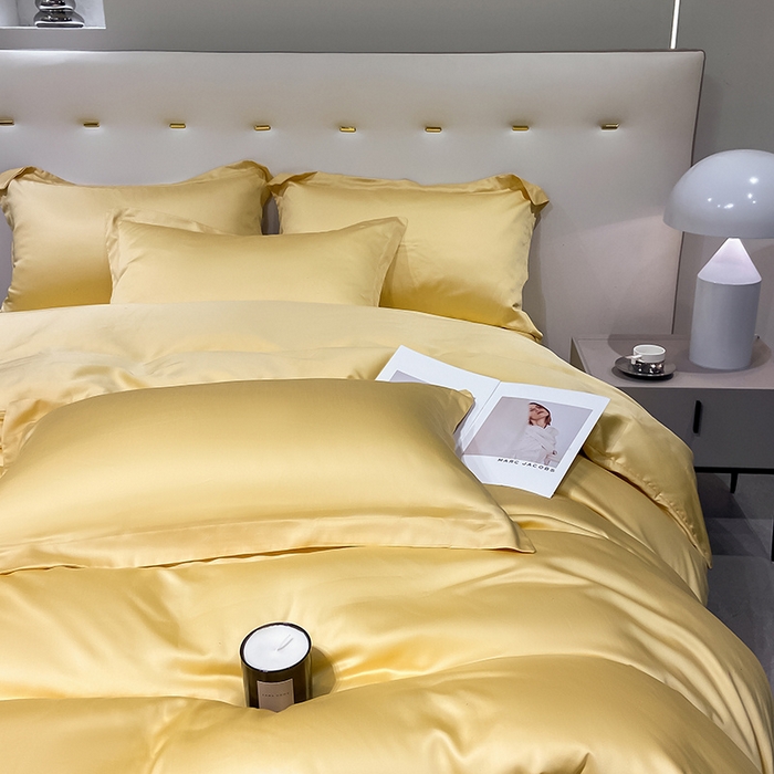 91家纺网 家纺一手货源 找家纺 涵宸 兰精天丝TM纯色四件套 锦黄