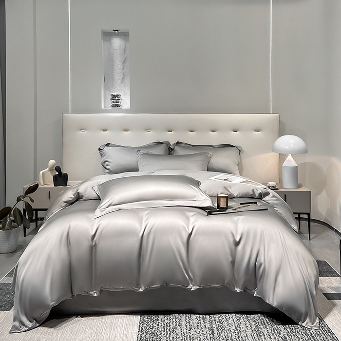 91家纺网 家纺一手货源 找家纺 涵宸 兰精天丝TM纯色四件套 都市灰