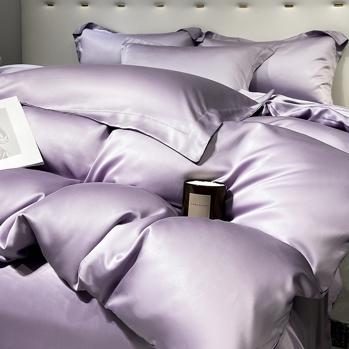 91家纺网 家纺一手货源 找家纺 涵宸 兰精天丝TM纯色四件套 淡雅紫