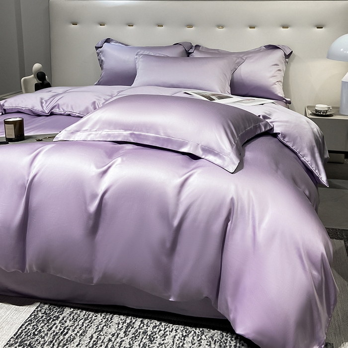 91家纺网 家纺一手货源 找家纺 涵宸 兰精天丝TM纯色四件套 淡雅紫