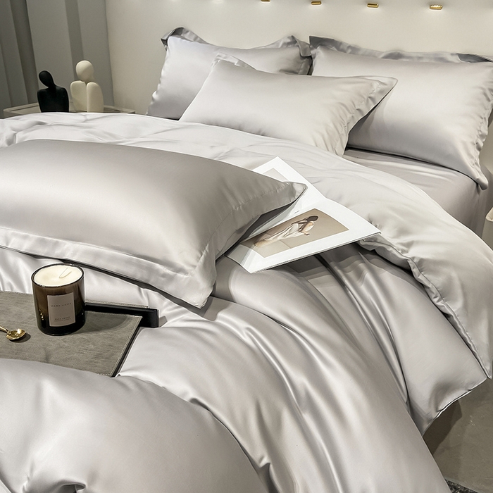 91家纺网 家纺一手货源 找家纺 涵宸 兰精天丝TM纯色四件套 大地灰