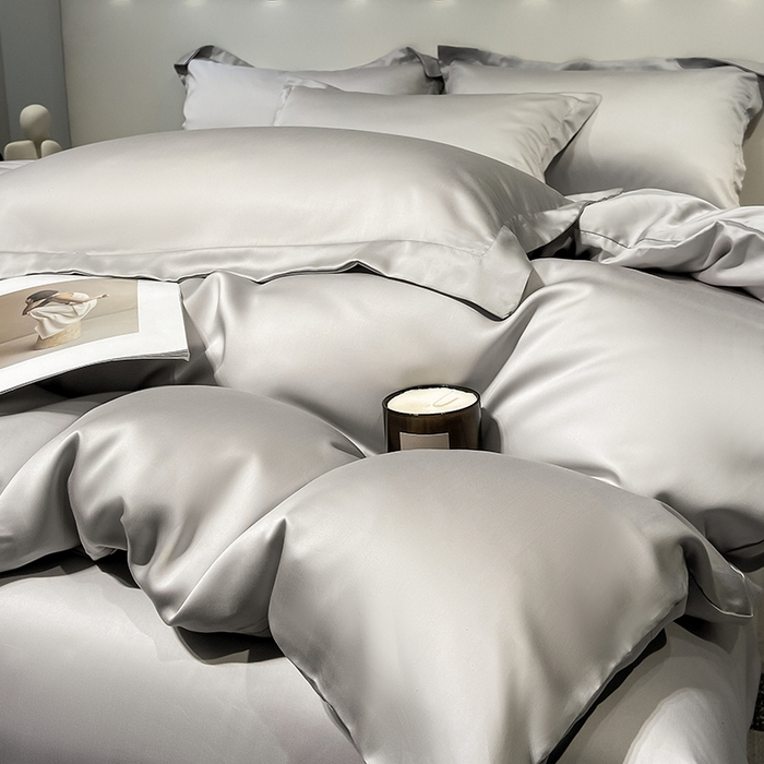 91家纺网 家纺一手货源 找家纺 涵宸 兰精天丝TM纯色四件套 大地灰