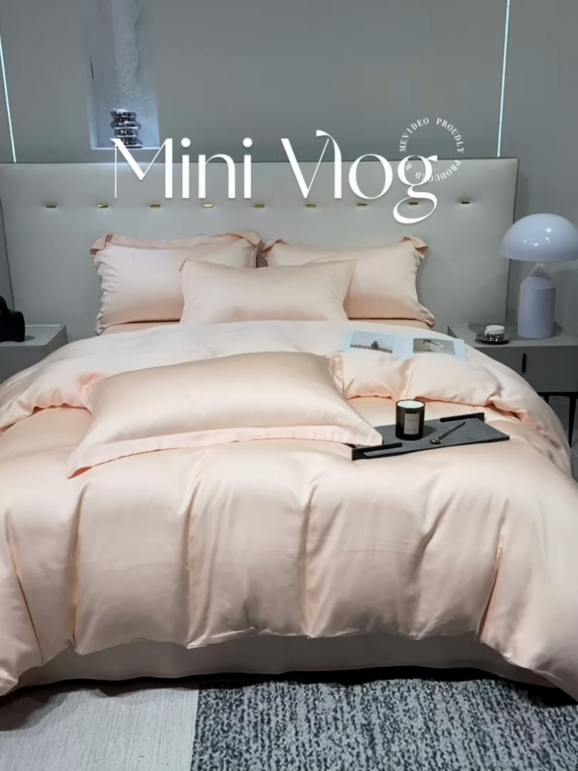 91家纺网 家纺一手货源 找家纺 涵宸 兰精天丝TM纯色四件套 蜜桃粉