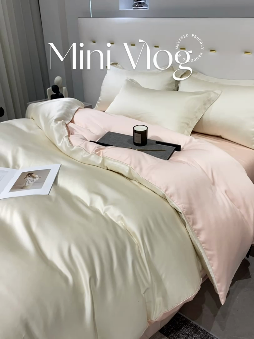 91家纺网 家纺一手货源 找家纺 涵宸 兰精天丝TM纯色四件套 奶昔+蜜桃粉