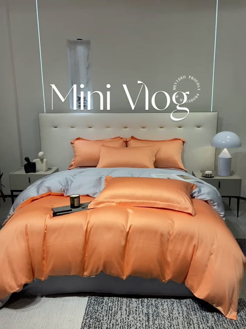 91家纺网 家纺一手货源 找家纺 涵宸 兰精天丝TM纯色四件套 暖橙+星辰兰