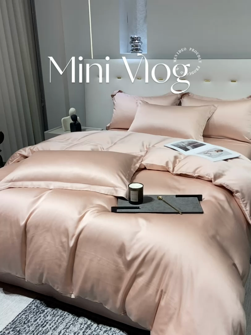 91家纺网 家纺一手货源 找家纺 涵宸 兰精天丝TM纯色四件套 香奈粉