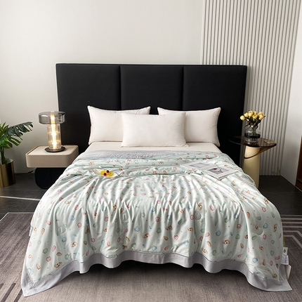 91家纺网 家纺一手货源 找家纺 （总）太阳羽 2025新款铂金莱赛尔天丝印花夏凉被 镂空花边空调被