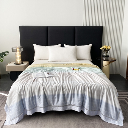 91家纺网 家纺一手货源 找家纺 （总）太阳羽 2025新款铂金莱赛尔天丝印花夏凉被 镂空花边空调被