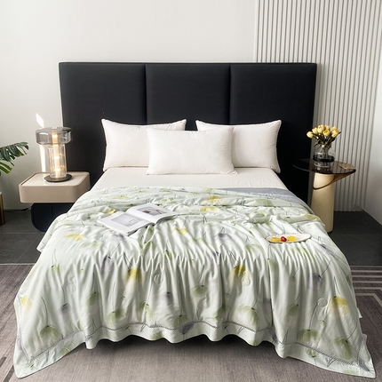 91家纺网 家纺一手货源 找家纺 （总）太阳羽 2025新款铂金莱赛尔天丝印花夏凉被 镂空花边空调被