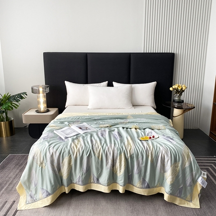 91家纺网 家纺一手货源 找家纺 （总）太阳羽 2025新款铂金莱赛尔天丝印花夏凉被 镂空花边空调被