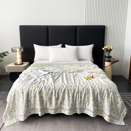 91家纺网 家纺一手货源 找家纺 （总）太阳羽 2025新款铂金莱赛尔天丝印花夏凉被 镂空花边空调被