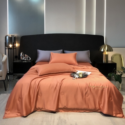 眠屿家纺 2023年新款夏被四件套 爱马橙