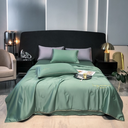 眠屿家纺 2023年新款夏被四件套 海藻绿