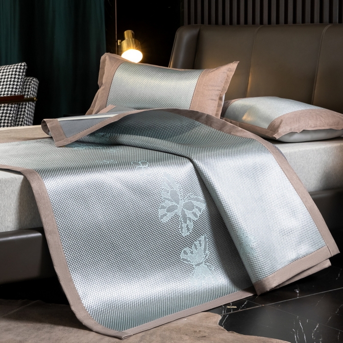 91家纺网 家纺一手货源 找家纺  伊被源  2023新款高密度纺织碳光冰藤席 蝴蝶-灰绿