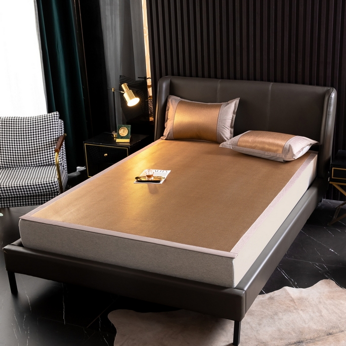 91家纺网 家纺一手货源 找家纺  伊被源  2023新款高密度纺织碳光冰藤席 冰川-咖