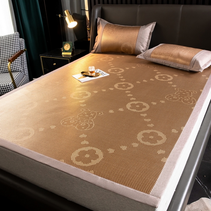 91家纺网 家纺一手货源 找家纺  伊被源  2023新款高密度纺织碳光冰藤席 路易登-咖