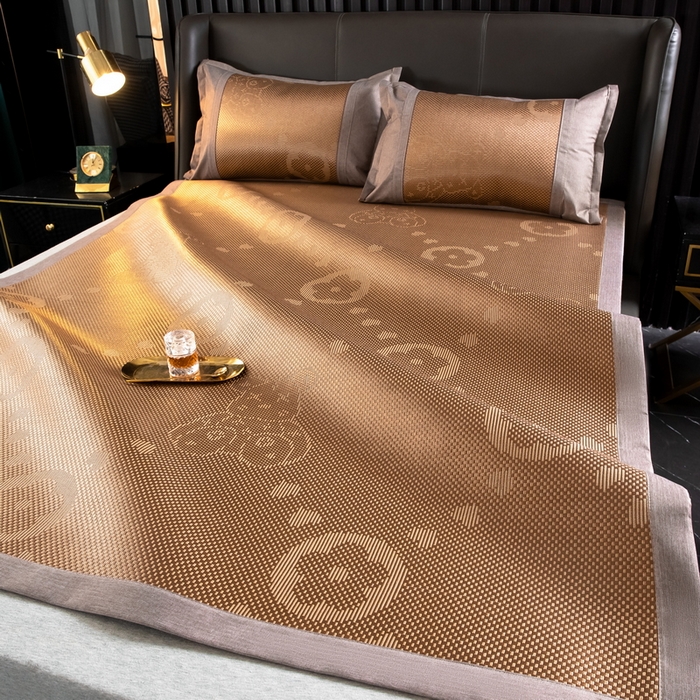 91家纺网 家纺一手货源 找家纺  伊被源  2023新款高密度纺织碳光冰藤席 路易登-咖