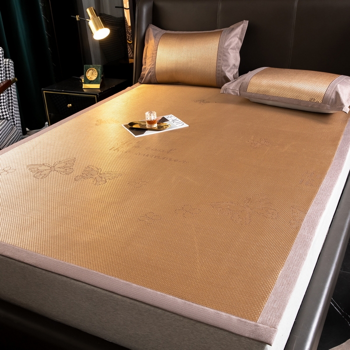 91家纺网 家纺一手货源 找家纺  伊被源  2023新款高密度纺织碳光冰藤席 蝴蝶-金
