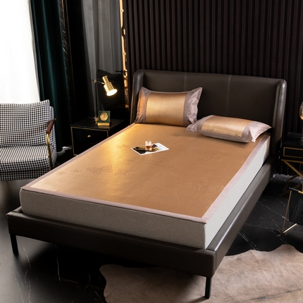  伊被源  2023新款高密度纺织碳光冰藤席 蝴蝶-金