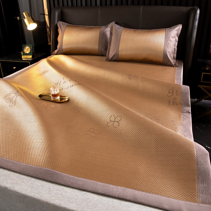 91家纺网 家纺一手货源 找家纺  伊被源  2023新款高密度纺织碳光冰藤席 蝴蝶-金