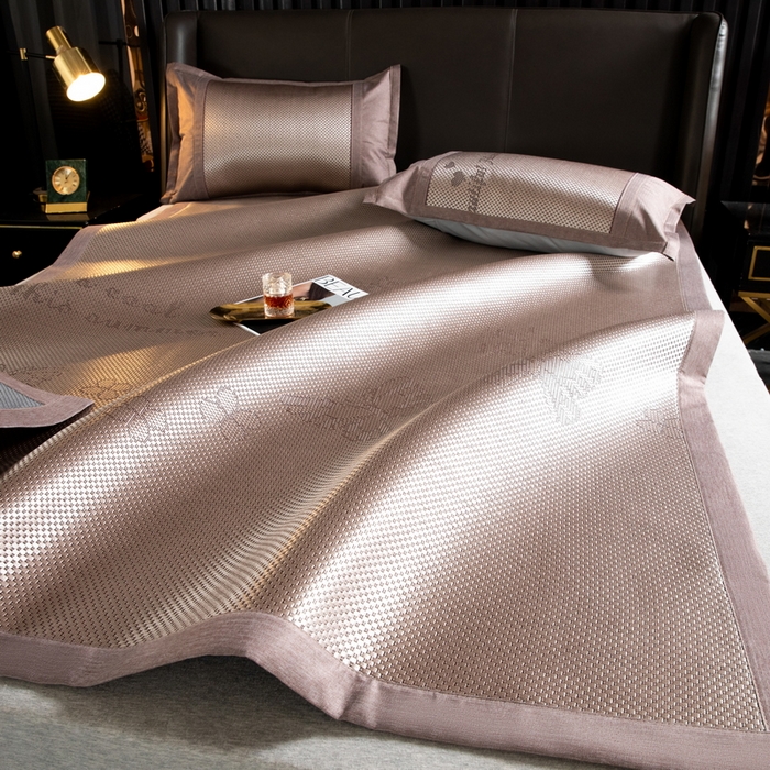 91家纺网 家纺一手货源 找家纺  伊被源  2023新款高密度纺织碳光冰藤席 蝴蝶-香槟