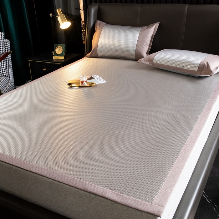 91家纺网 家纺一手货源 找家纺  伊被源  2023新款高密度纺织碳光冰藤席 冰川-银灰