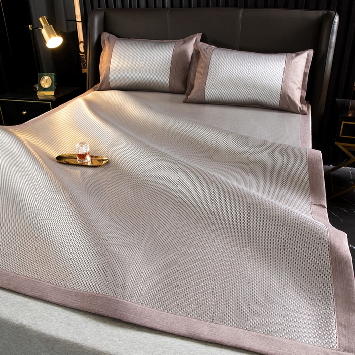 91家纺网 家纺一手货源 找家纺  伊被源  2023新款高密度纺织碳光冰藤席 冰川-银灰