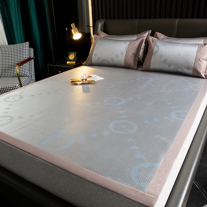 91家纺网 家纺一手货源 找家纺  伊被源  2023新款高密度纺织碳光冰藤席 路易登-灰蓝